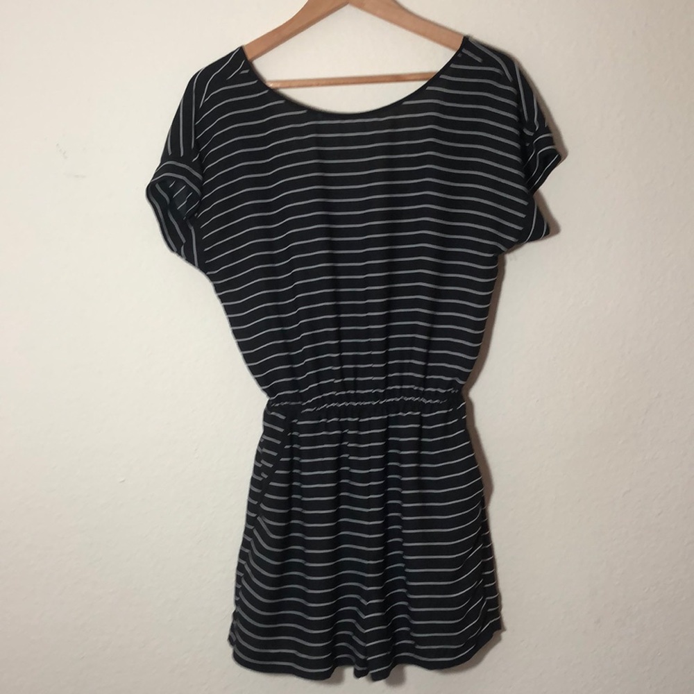 WHBM black and white striped romper